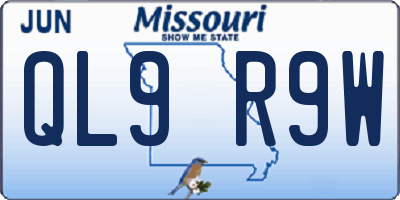 MO license plate QL9R9W