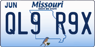 MO license plate QL9R9X