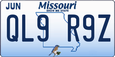 MO license plate QL9R9Z