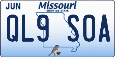 MO license plate QL9S0A