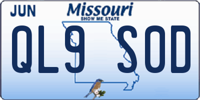 MO license plate QL9S0D