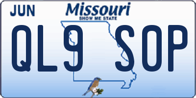 MO license plate QL9S0P