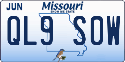 MO license plate QL9S0W