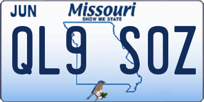 MO license plate QL9S0Z