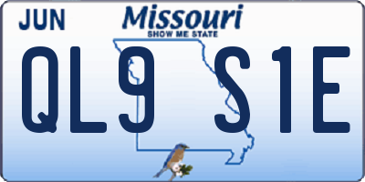 MO license plate QL9S1E