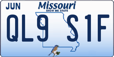 MO license plate QL9S1F