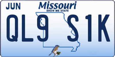 MO license plate QL9S1K