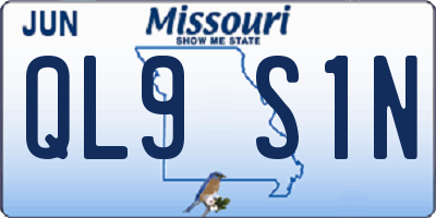 MO license plate QL9S1N
