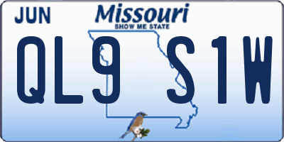 MO license plate QL9S1W