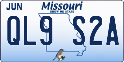 MO license plate QL9S2A