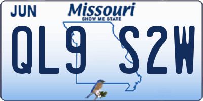 MO license plate QL9S2W
