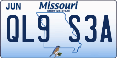 MO license plate QL9S3A