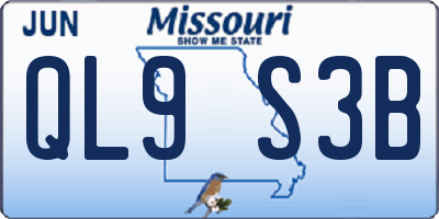 MO license plate QL9S3B