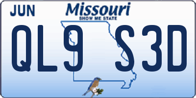 MO license plate QL9S3D