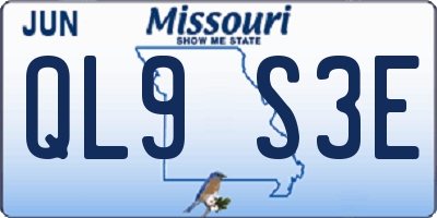 MO license plate QL9S3E