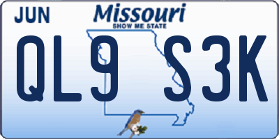 MO license plate QL9S3K