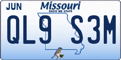 MO license plate QL9S3M