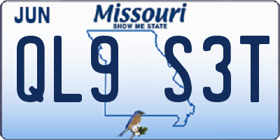 MO license plate QL9S3T