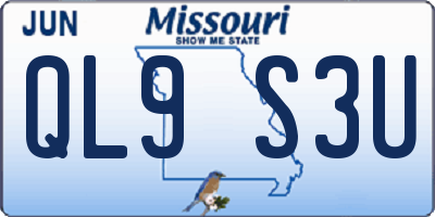 MO license plate QL9S3U