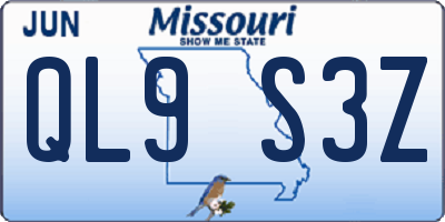 MO license plate QL9S3Z