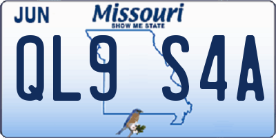 MO license plate QL9S4A