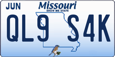 MO license plate QL9S4K