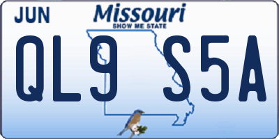 MO license plate QL9S5A