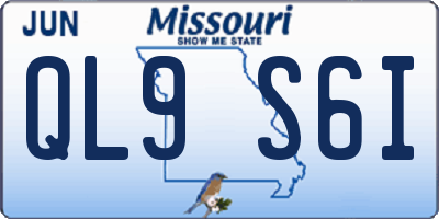MO license plate QL9S6I