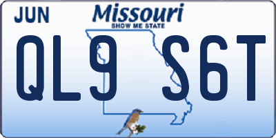 MO license plate QL9S6T