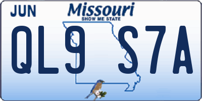 MO license plate QL9S7A