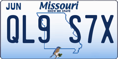 MO license plate QL9S7X
