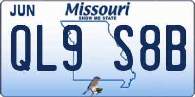 MO license plate QL9S8B