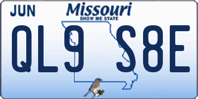 MO license plate QL9S8E