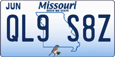 MO license plate QL9S8Z