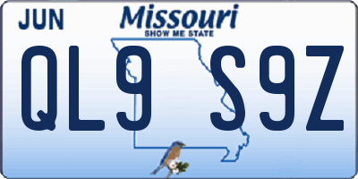 MO license plate QL9S9Z
