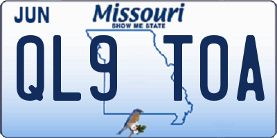 MO license plate QL9T0A
