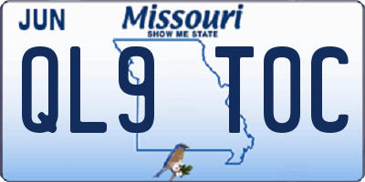 MO license plate QL9T0C