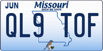 MO license plate QL9T0F