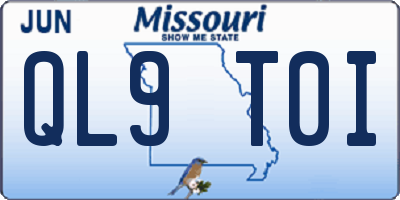 MO license plate QL9T0I