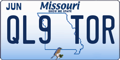 MO license plate QL9T0R