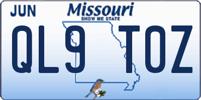 MO license plate QL9T0Z
