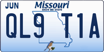 MO license plate QL9T1A