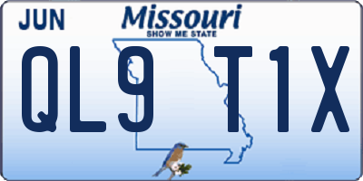 MO license plate QL9T1X