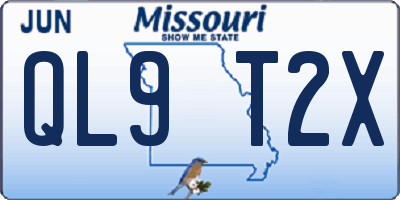 MO license plate QL9T2X