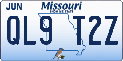 MO license plate QL9T2Z