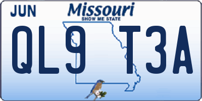 MO license plate QL9T3A