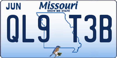 MO license plate QL9T3B