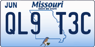 MO license plate QL9T3C