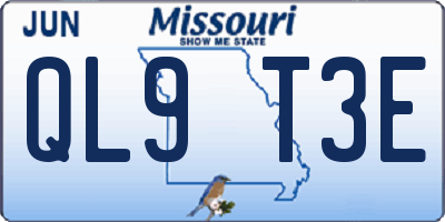 MO license plate QL9T3E