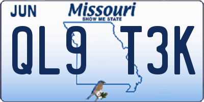 MO license plate QL9T3K